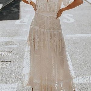 White lace boho style dress.